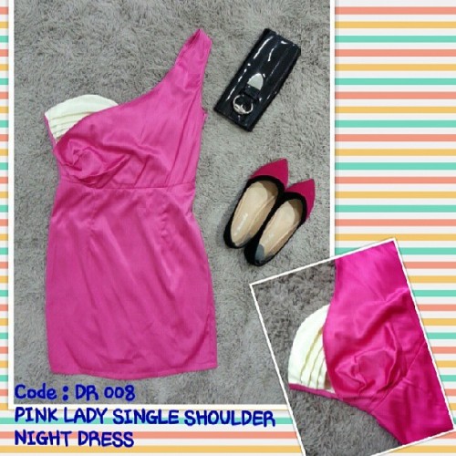 ♡ Code : DR 008 ♡ PINK LADY SINGLE SHOULDER NIGHT DRESS ♡ Colour : Pink ♡ Material : Chiffon ♡ Pit T