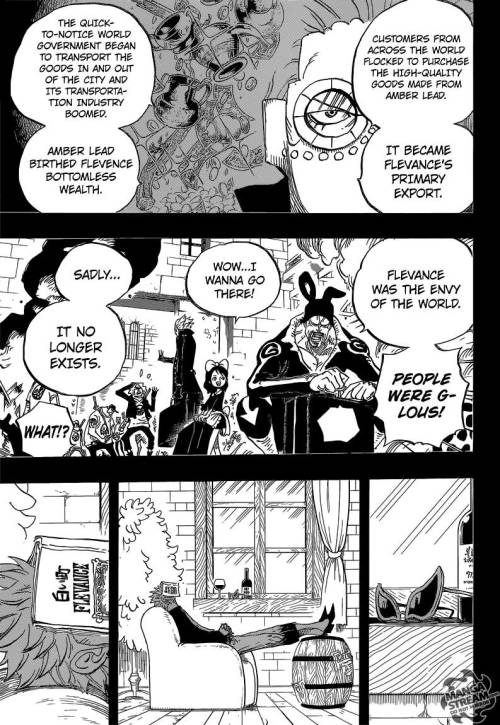 I really liked this chapter. While it didn’t make them sympathetic by any means, it really helped humanize Doflamingo’s crew who were, up until this point, just a collection of some of the most ridiculous characters in the franchise. It helped