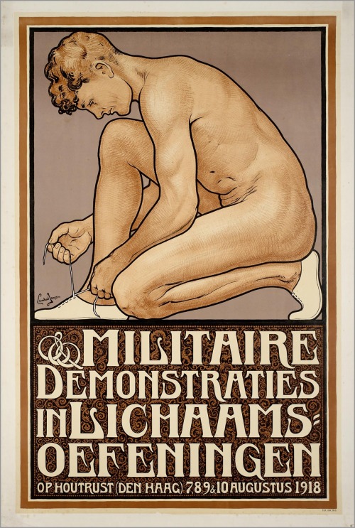 19thcenturyboyfriend:  Public invitation to a demonstration of athletics at the Dutch military academy (1918), Lambertus Mattheus Jansen