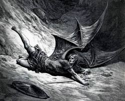 Satan Shown As The Fallen Angel After Having Been Smittenfrom Gustave Dore’s Illustrations