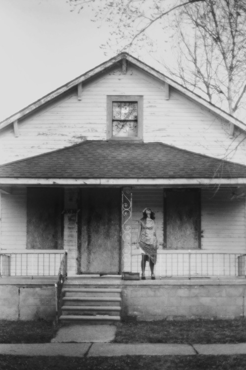 nataliekucken:  35mm film photographs from March 2012 in the arson-ed and vacant houses that are on every block in East Detroit- I sewed 3 looks out of mostly leather pieces and shot my friend Corinne who agreed to brave walking into the houses where