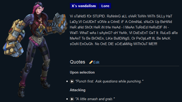 xxcreature-featurexx:  &ldquo;The name’s Vi. I’m an enforcer. And this is