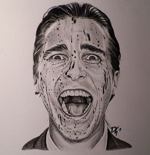 Or maybe take a page out of this guy’s book. #christianbale #americanpsycho #art #portrait #pe