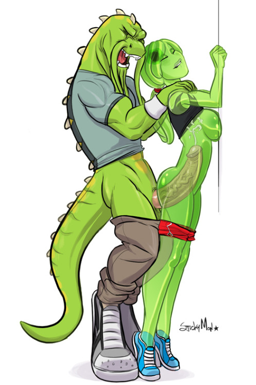 stickymonart:  Andreas and Slurp workin out by StickyMon Euro_salamander’s Andreas and LiquidMark’s gelgirl Slurp participating in their own special work out.Sex is like the best exercise you guys, it’s the only kind I tolerate. 