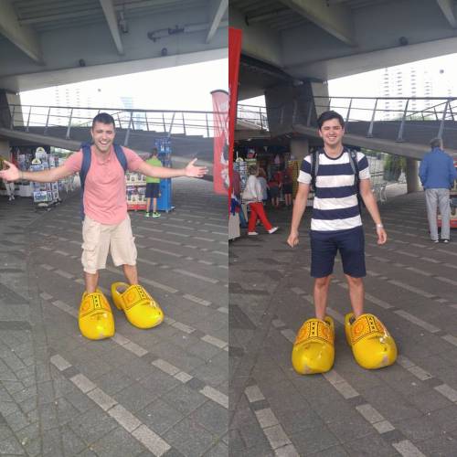 Take a humorous photo of yourself wearing oversized Clogs ✅#netherlands  (at Rotterdam, Netherlands)