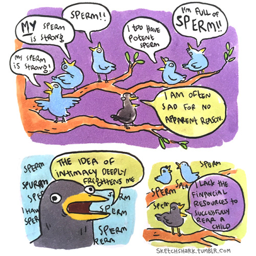 sketchshark:  An honest bird in springtime.