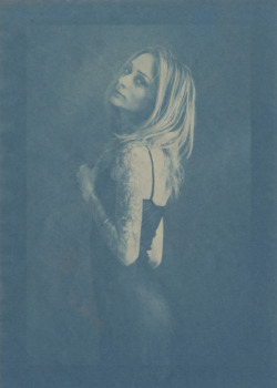 Cyanotype of Theresa Manchester - solar paper