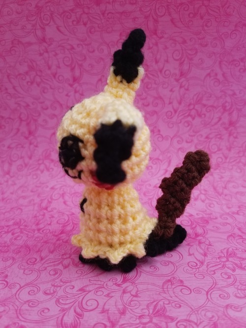 dailypokemoncrochet: #778 MimikyuLook at its little squiggly eyes!! I really like how Mimikyu turned