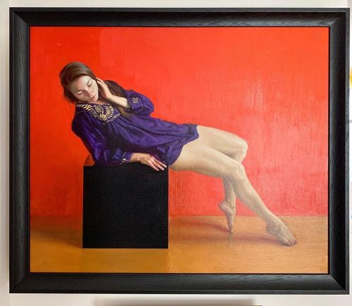 takemetoyourtoaster:Black Box Recliner. Oil on canvas #oiloncanvas #oilpainting #figurativeart #art 