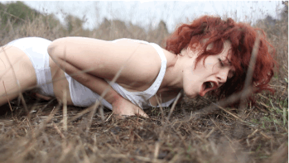 cleanmoralpolite:  Ingrid getting in touch with the earth. Or something.  A sneaky