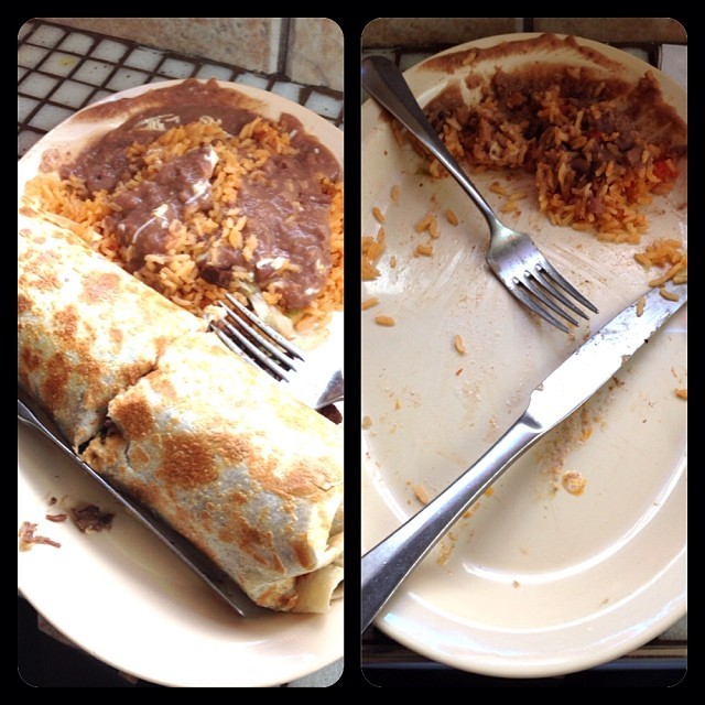 Before &amp; after. #Burrito #tacoandburritohouse #smashed #sleepy #foodporn