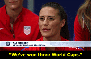 and-you-thought-you-knew-me:  mediamattersforamerica:  The Daily Show and the USWNT take on myths about the wage gap (and destroy a Fox News guest’s opposition to equal pay in the process).  Fuckin preach 