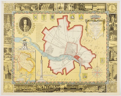 Jones, Elmo. Map of Richmond, capital of Virginia. Richmond, Virginia : Whittet and Shepperson, 1937