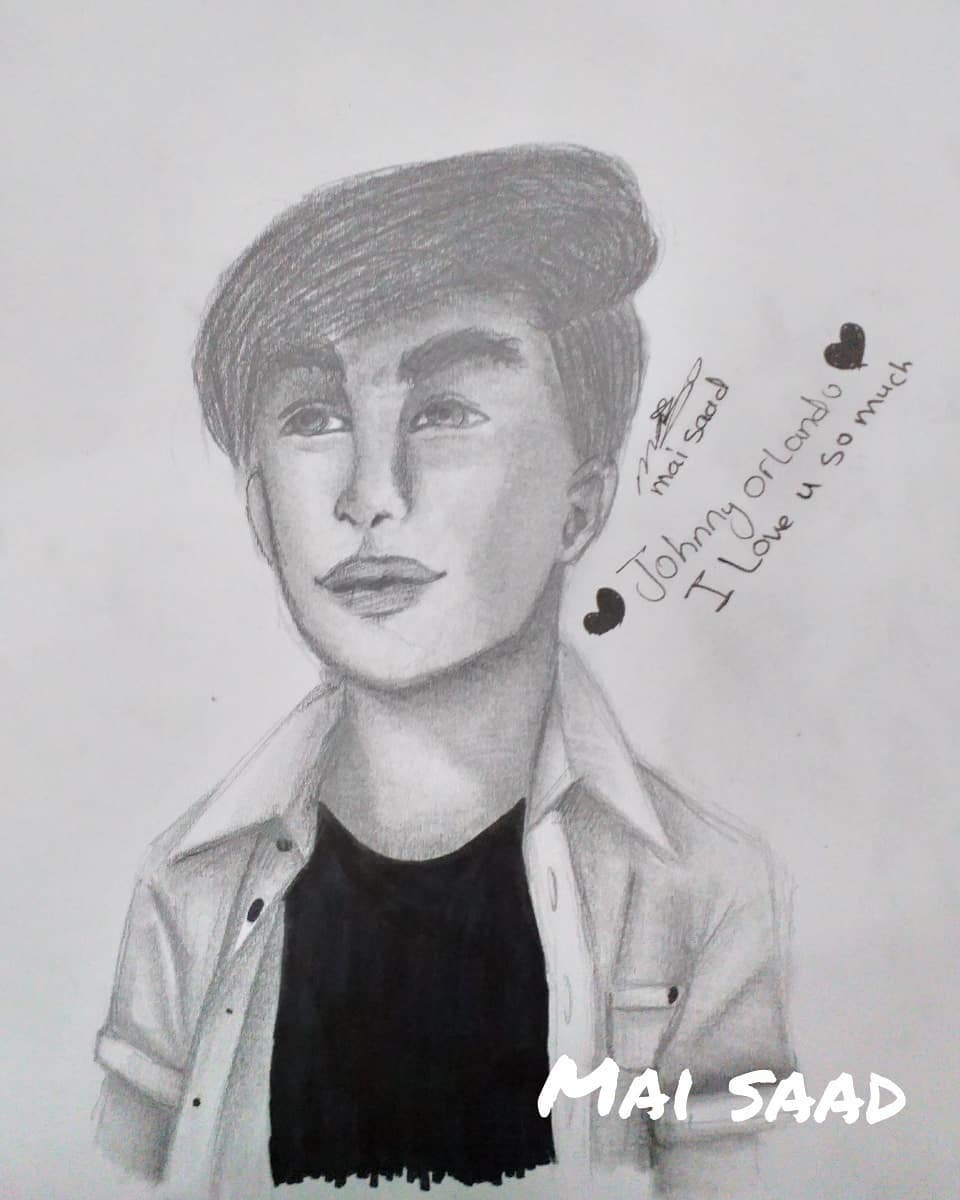 I drew a portrait for Johnny Orlando I love him soo much I tried to make it look like him but I didn't make it☹☹😥❤❤  I hope he can follow me to see my drawings bec I love him soooooo muchhh😭😭❤❤ I love you johnny❤❤  .  .  .  #art #portrait #johnnyorlando...