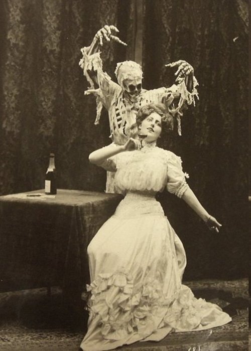  Photo by Joseph Hall of a vaudeville turn that used an old English ballad ‘Death and the Lady’ to highlight the great evils of drink and card-playing. submitted firstdrowned 