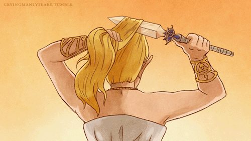 cryingmanlytears:So basically I saw that gif of LoK where she chops her hair off and thought &l