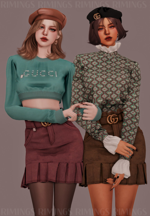  [RIMINGS] Gucci Casual Outfit Set - TOP 2 / BOTTOM 2- NEW MESH- ALL LODS- NORMAL MAP- 20 / 24 / 16 