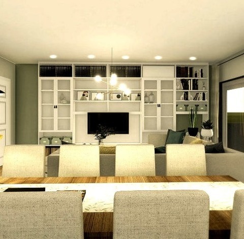 Mediterranean Living RoomLiving Room - Mid-sized Mediterranean Open Concept Medium Tone Wood Floor And