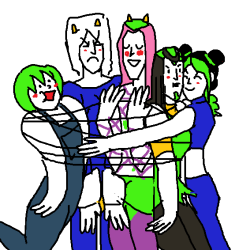 berrygarden:here’s a doodle of jolyne hugging all her friends at oncebonus