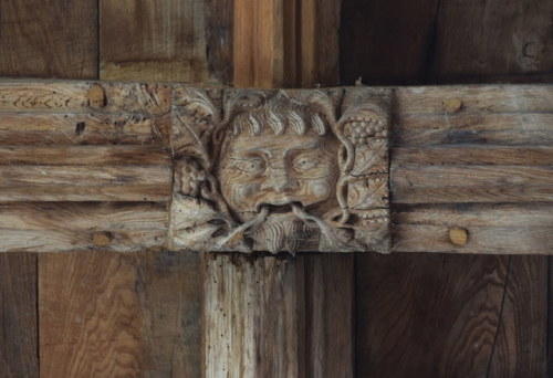 south aisle roof: green man by Simon_K St Lawrence, Little Waldingfield, Suffolk The deep south of S