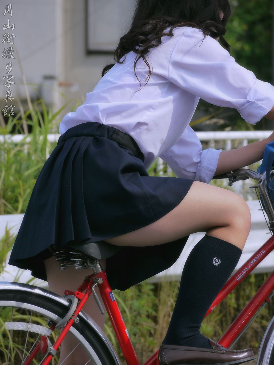 bite:  サドルにスカート乗せてないのですぐパンツ見える状況になってるＪＫ画像