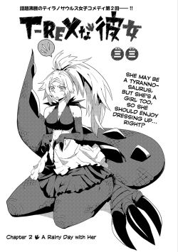 caudlewag:  T-REX-na-KanojoSo. There’s this new Manga about dinosaur girls living alongside humans, and tehere’s an adorable T-Rex girl with stubby arms, and an extremely useful tail. GO READ IT. There’s only two chapters out but it’s farking