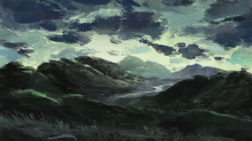 Some background painting practice using a bg from the ridiculously beautiful Princess Mononoke as re