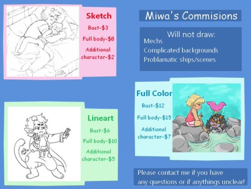 Finally finished a recent comm, so Im opening em up again!Last chance to get commissions at these pr