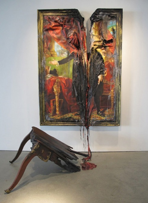 mxcleod:  microsoftwerd:  readingaroundthemovies:   Valerie Hegarty Famous paintings come to life in 3D sculptures of nature’s destructive tendencies.  This is scary   No this is COOL   THIS IS MY FAVORITE TYPE OF ART 