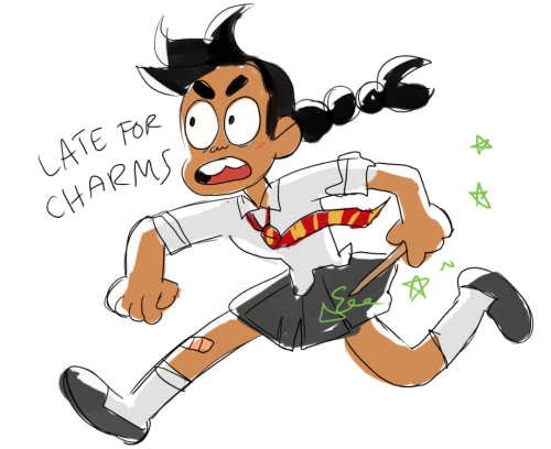 stylishandillegal:just a little tye doodle… tye would wear the skirt uniform at hogwarts because its