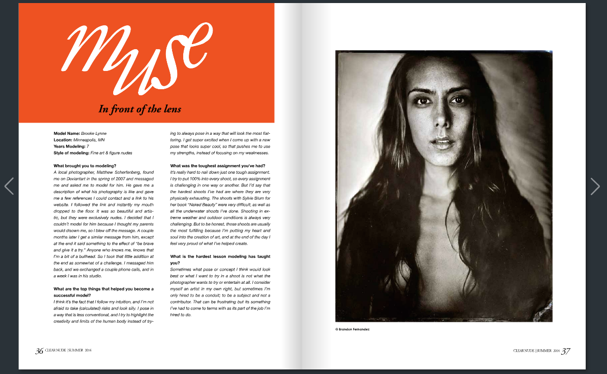 A screen cap from the digital version of my interview from Clearnude Magazine. 