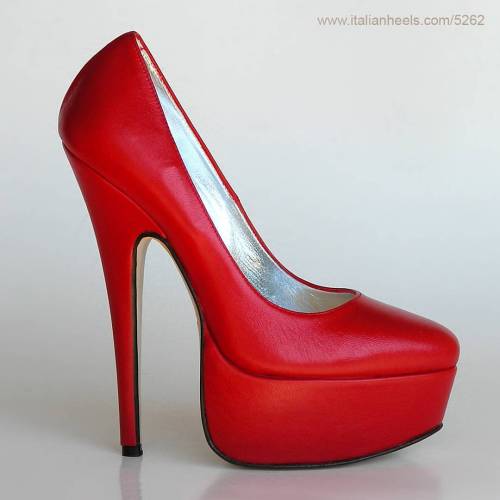 Red leather 6inch high heels platform pumps. 100% made in Italy. Customize www.Italianheels.com/5262