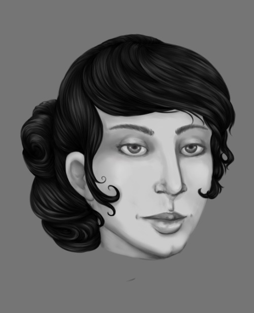I decided to try my hand at greyscale painting. I did the sketch and head a couple days ago and toni