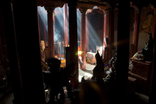 Inside buddhist monastery, Mustang, Nepal