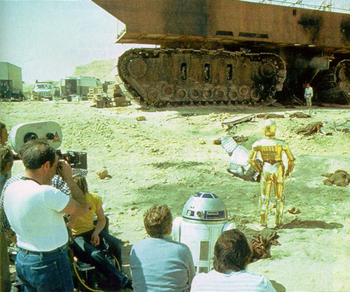 fuckyeahbehindthescenes:  While George Lucas was filming the Sandcrawler scenes on location in Tunisia, the Libyan government became worried about a massive military vehicle parked near the Libyan border. Consequently, the Tunisian government, receiving