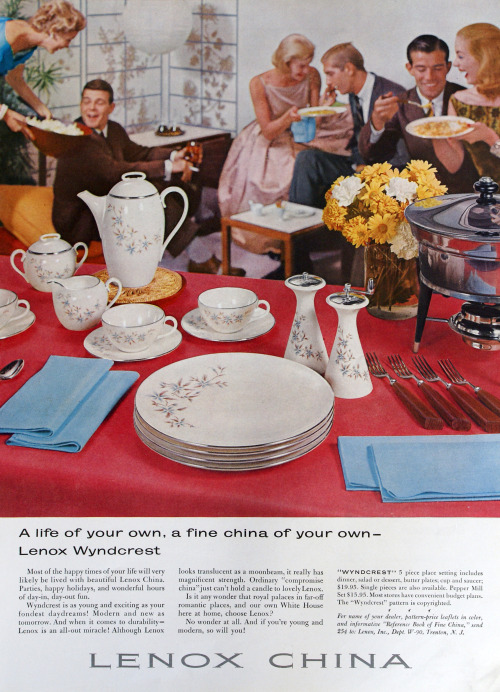 Happy times! Source: Bride’s Magazine, Winter 1957.