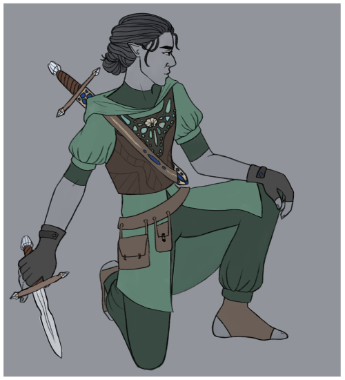 Rhona, my earth genasi rouge I will be playing for a 3 shot with my brothers! She is a glassworker l