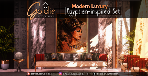 goldie-s4:Pharaonic (Egyptian-inspired) Living Room Set - The Sims 4Hello, Everyone!I brought to y