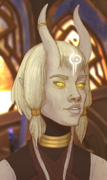 Did a quick thing of my soon-to-be Lightforged artificer babe, Jaalah, while I endlessly grind Army 