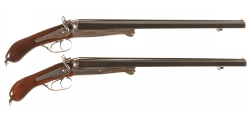 A Pair Husqvarna Lupara Pattern Double Barrel 12 Gauge Shotguns