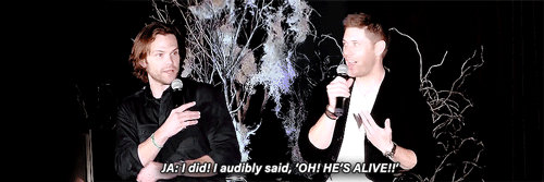 darlingcap:J2 on their live reaction watching the episode Red Meat [x]‘He’s excited, but my arm is b