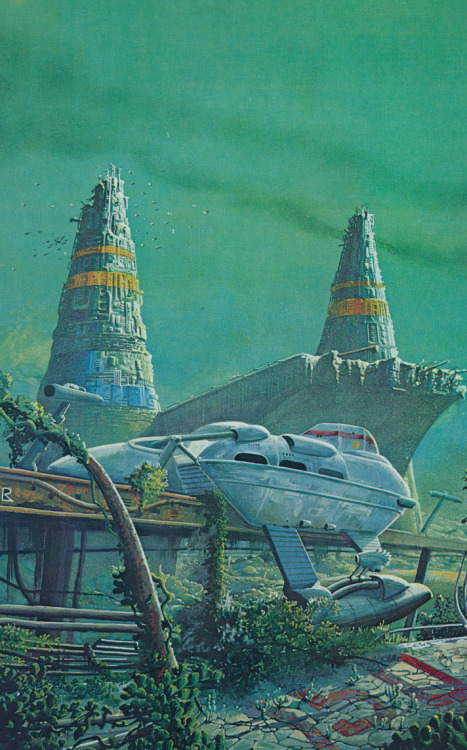 retroscifiart: The City Crumbles by Bob Layzell from the book Futuropolis (1978)