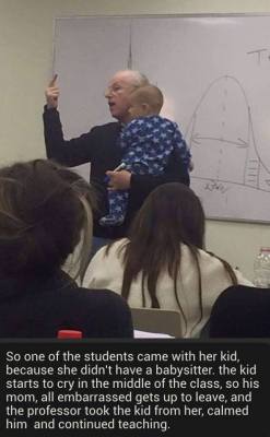 girlwithalessonplan:  equuslupus:  spencersarcastic:  taylorswiftville:  by-grace-of-god:  Edit: Found more details here, professor is Sydney Engelberg of Hebrew University, Jerusalem  Bringing a baby to class is so completely disrespectful of the other