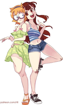 rtilrtil:    ☀️  Akko + Lotte summer casual ☀️     nsfw version | patreon | twitter | insta     cuties X3