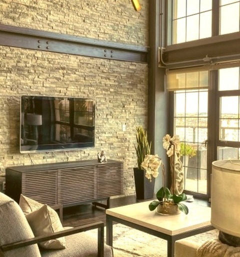 Contemporary Living Room - Living RoomImage Of A Medium-sized Living Room In A Trendy Loft Style With