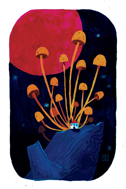 benjaminleroy: Mushroom shelterGouache on paper