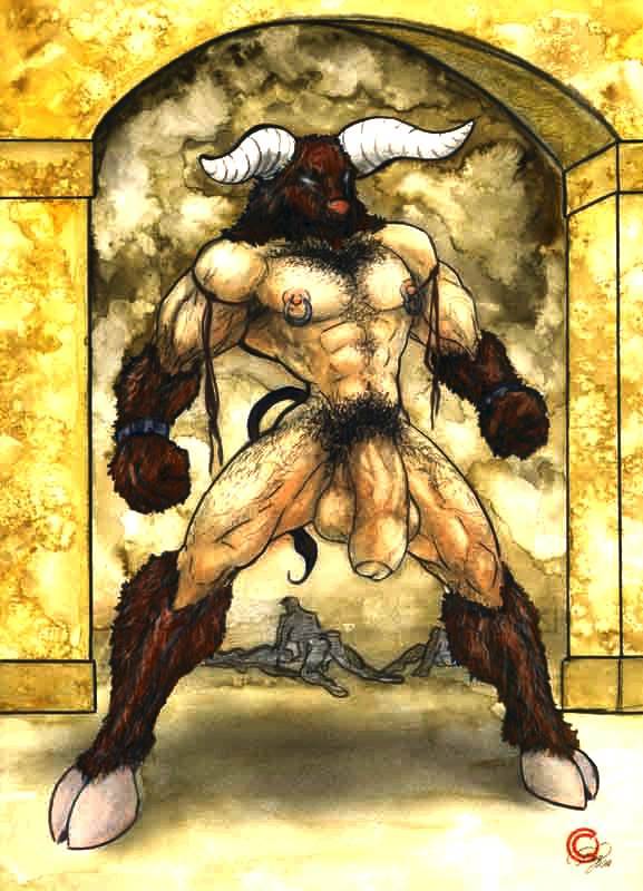 &ldquo;Minotaur&rdquo; by Chris Fang, 2000, watercolor &amp; colored
