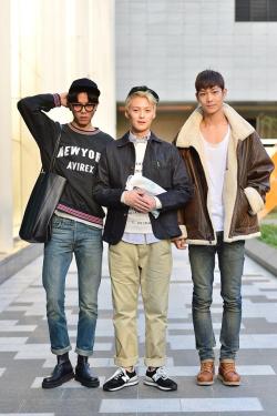 koreanmodel:  Streetstyle: Joo Woo Jae, Seo Kyeong Deok and Lee Cheol Woo at Seoul Fashion Week Spring 2014 shot by Baek Seung Won