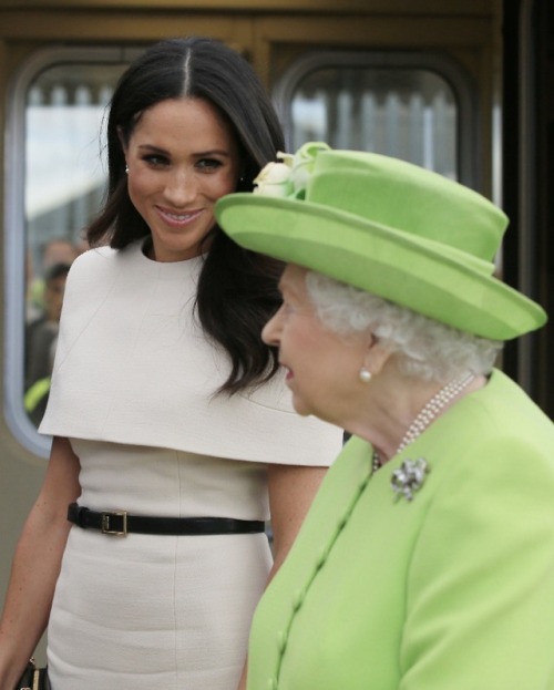 The Duchess of Sussex joins HM Queen Elizabeth II in Cheshire!Bespoke Givenchy for Clare Waight Kell