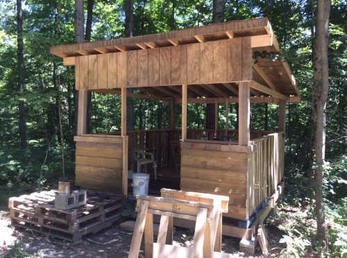 DIY wood shed.  Most of this woodshed was made from scrap building materials from our cabin and pall